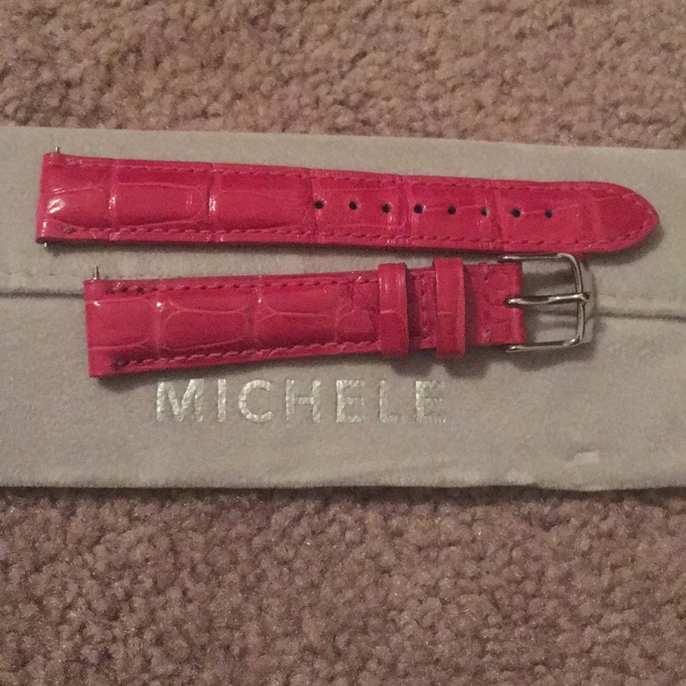 Hot pink Patent croc Michele Watch band.
